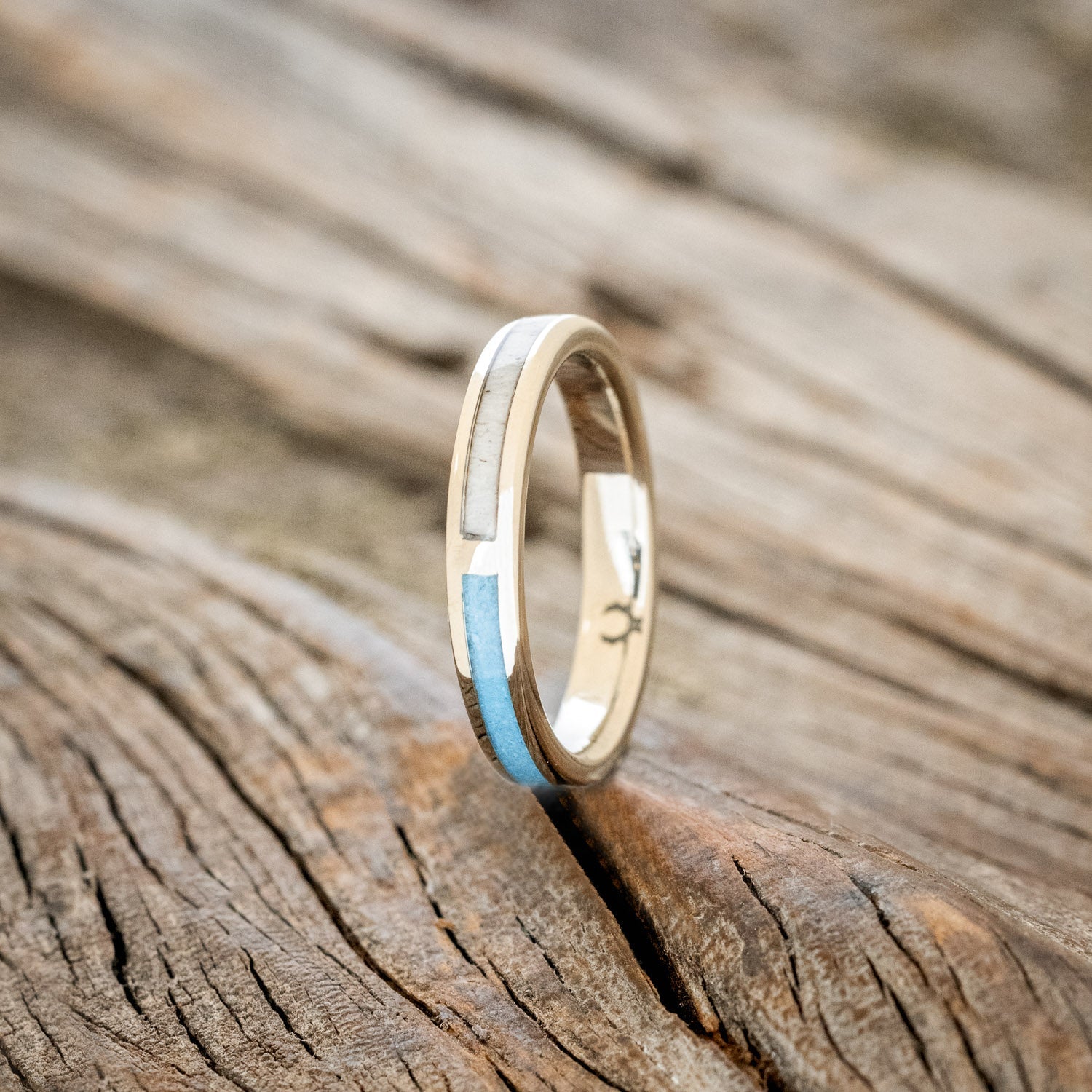"HARMONY" - TURQUOISE & ANTLER SPLIT STACKING BAND-1