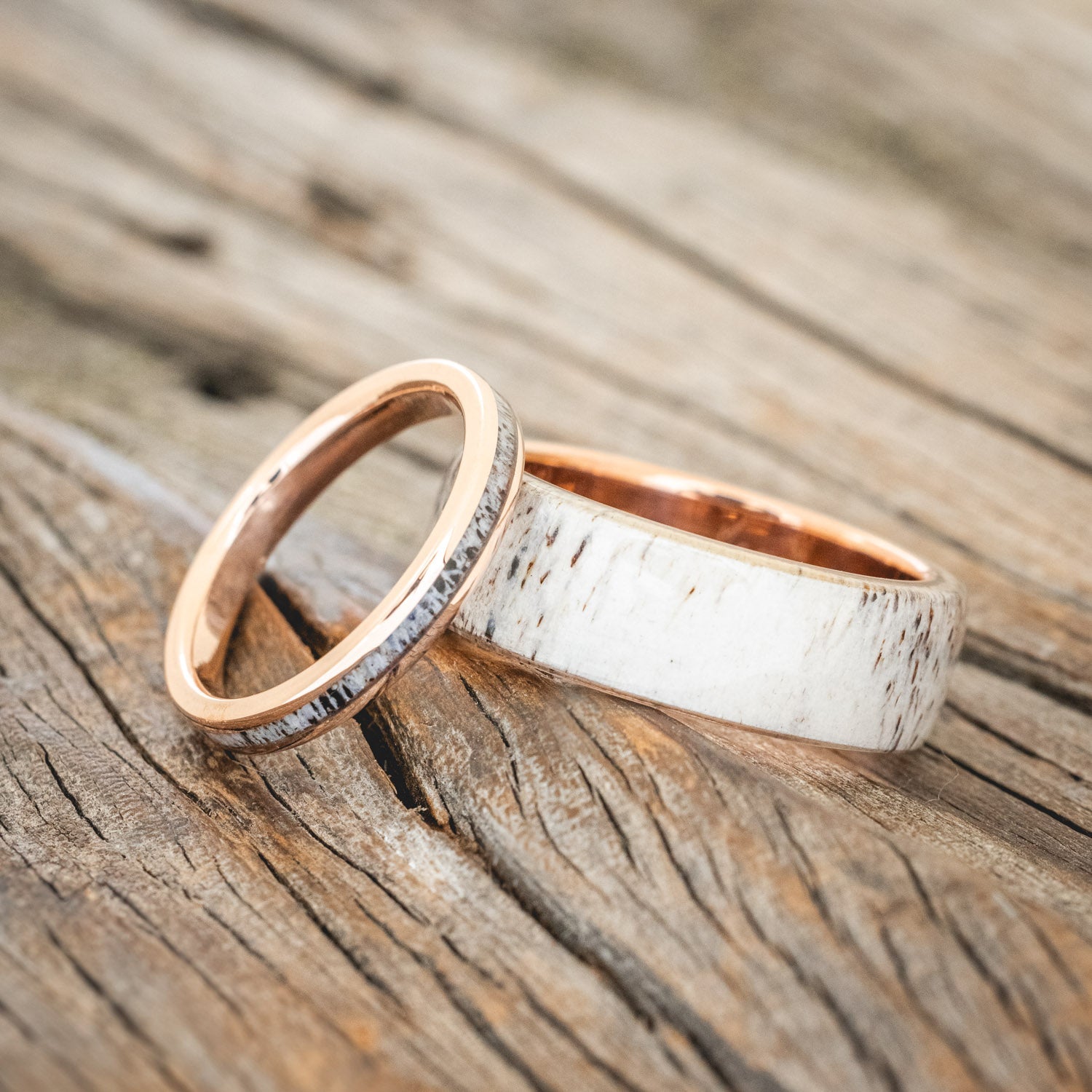 "HAVEN" - MATCHING SET OF ELK ANTLER WEDDING BANDS-1