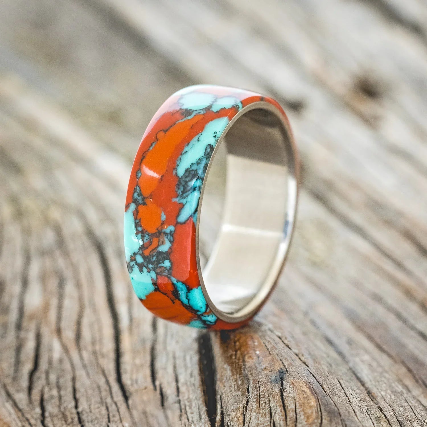 "HAVEN" - SONORA SUNSET TRUSTONE WEDDING BAND - TITANIUM - SIZE 9 3/4-1