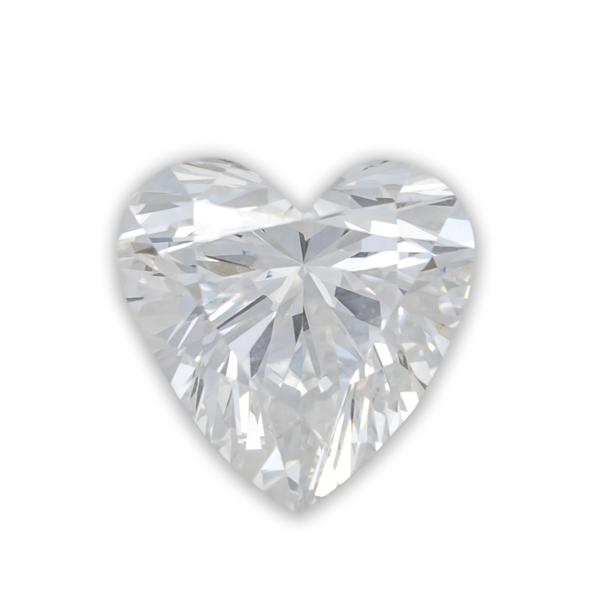 Heart cut lab diamond on a white background