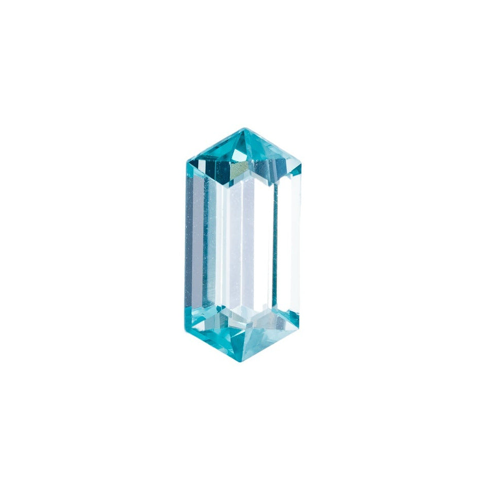 "HIKA" - ELONGATED HEXAGON-CUT BLUE ZIRCON-1