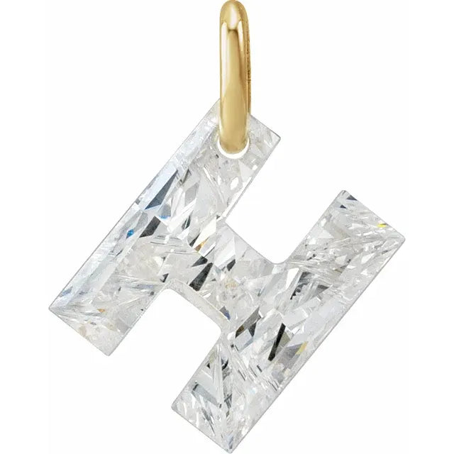 Diamond pendant shaped like the letter 'H' on a white background