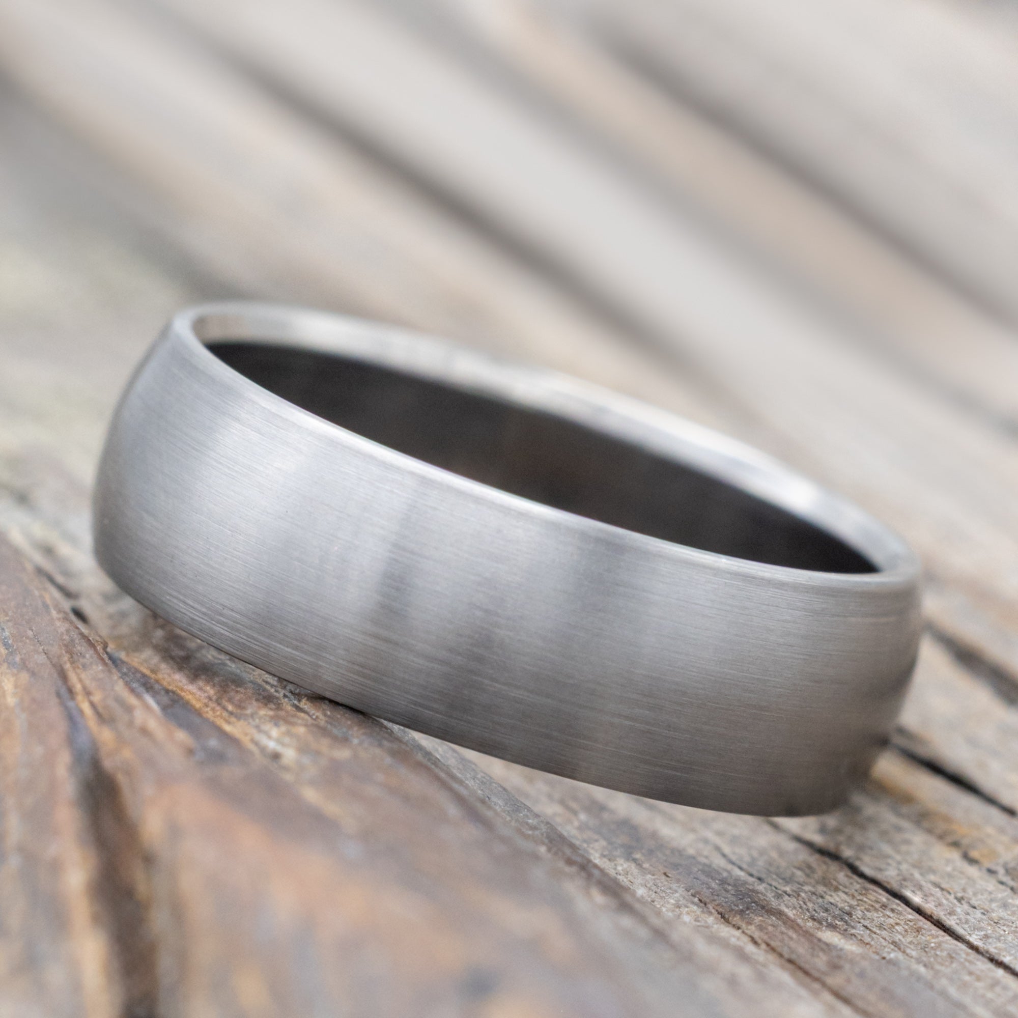 Domed Solid Metal Wedding Band With A Brushed Finish-Staghead Designs
