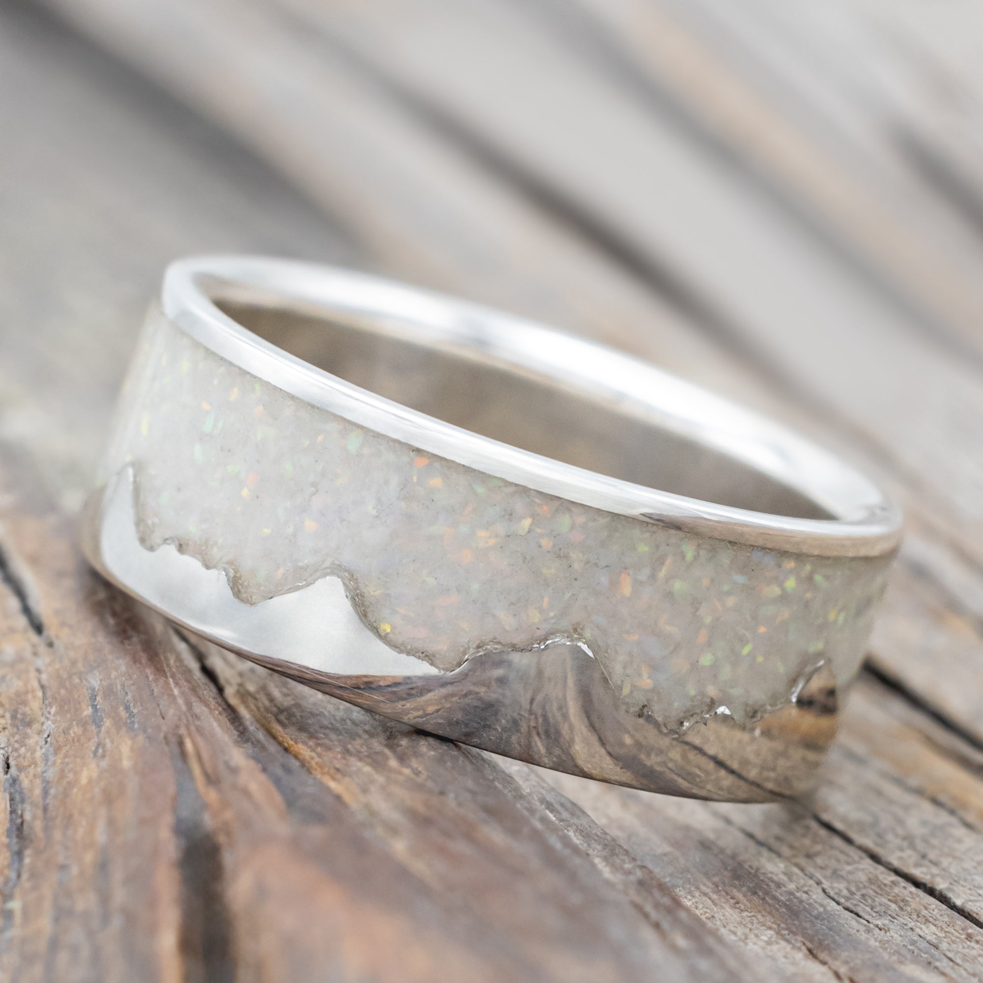 "Helios" -  Silver Mountain Range Wedding Band