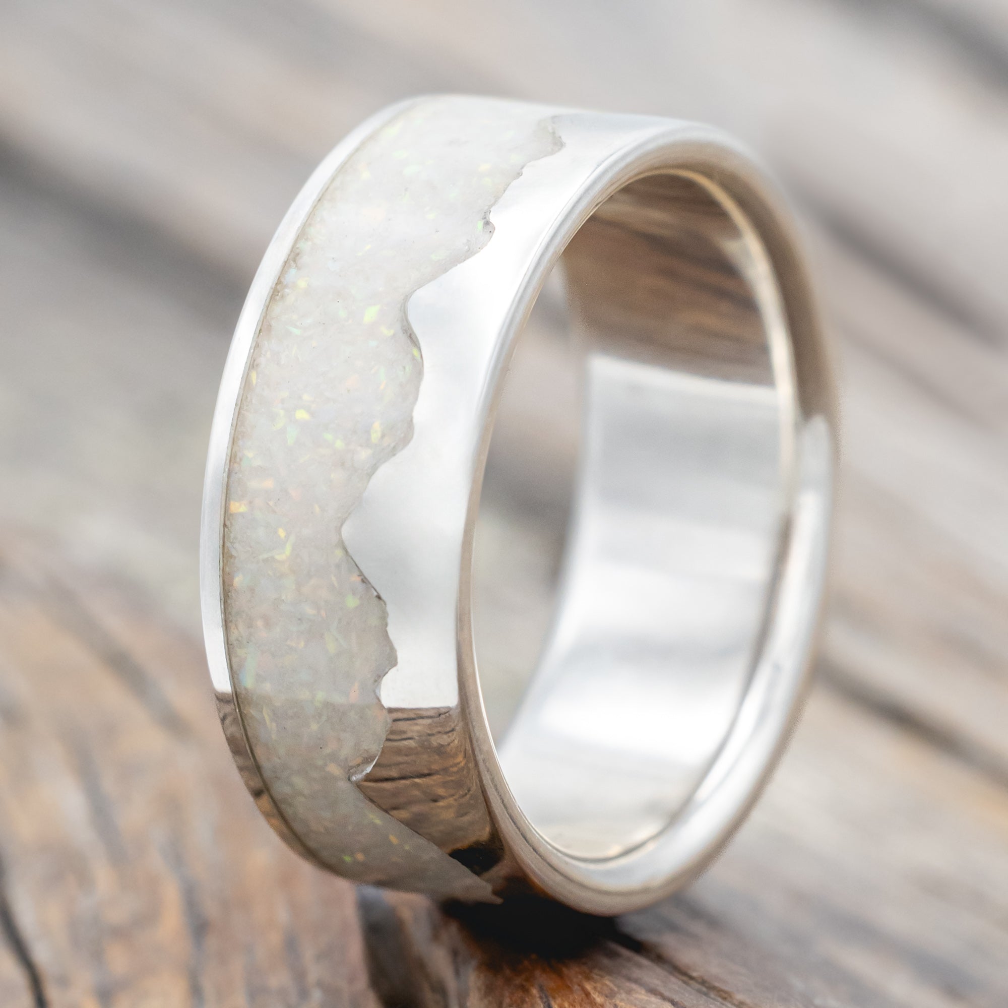 "Helios" -  Silver Mountain Range Wedding Band