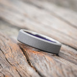 LAVENDER OPAL LINED WEDDING BAND WITH A SANDBLASTED FINISH-Staghead Designs