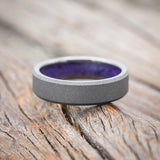 LAVENDER OPAL LINED WEDDING BAND WITH A SANDBLASTED FINISH-Staghead Designs