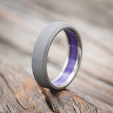 LAVENDER OPAL LINED WEDDING BAND WITH A SANDBLASTED FINISH-Staghead Designs