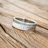 "RAPTOR" - PATINA COPPER & ANTLER WEDDING BAND-2