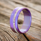 "VERTIGO" - FIRE-TREATED TITANIUM WEDDING BAND WITH ANTLER INLAY-1