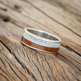 "ELEMENT" - KOA WOOD, ANTLER & TURQUOISE WEDDING BAND-2