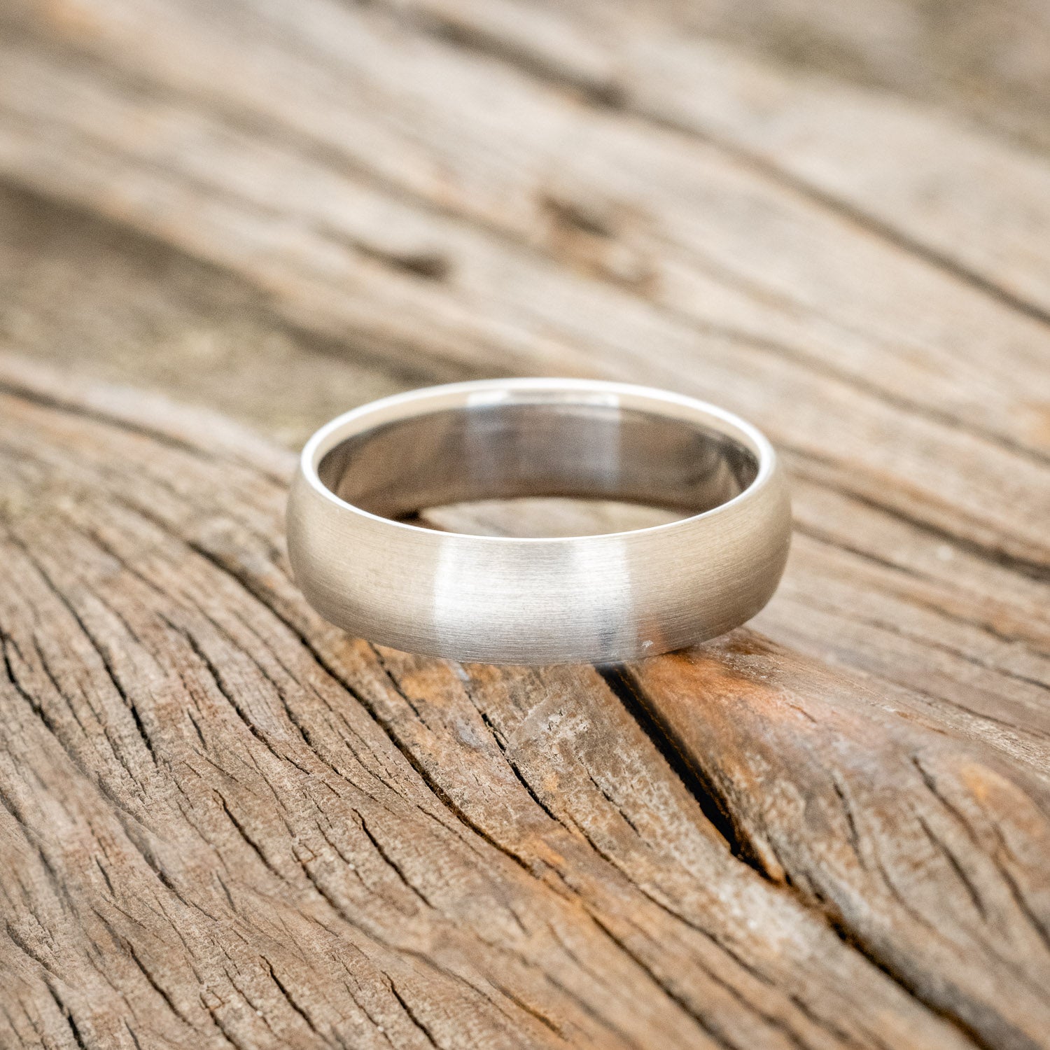 DOMED SOLID METAL WEDDING BAND WITH A BRUSHED FINISH-3