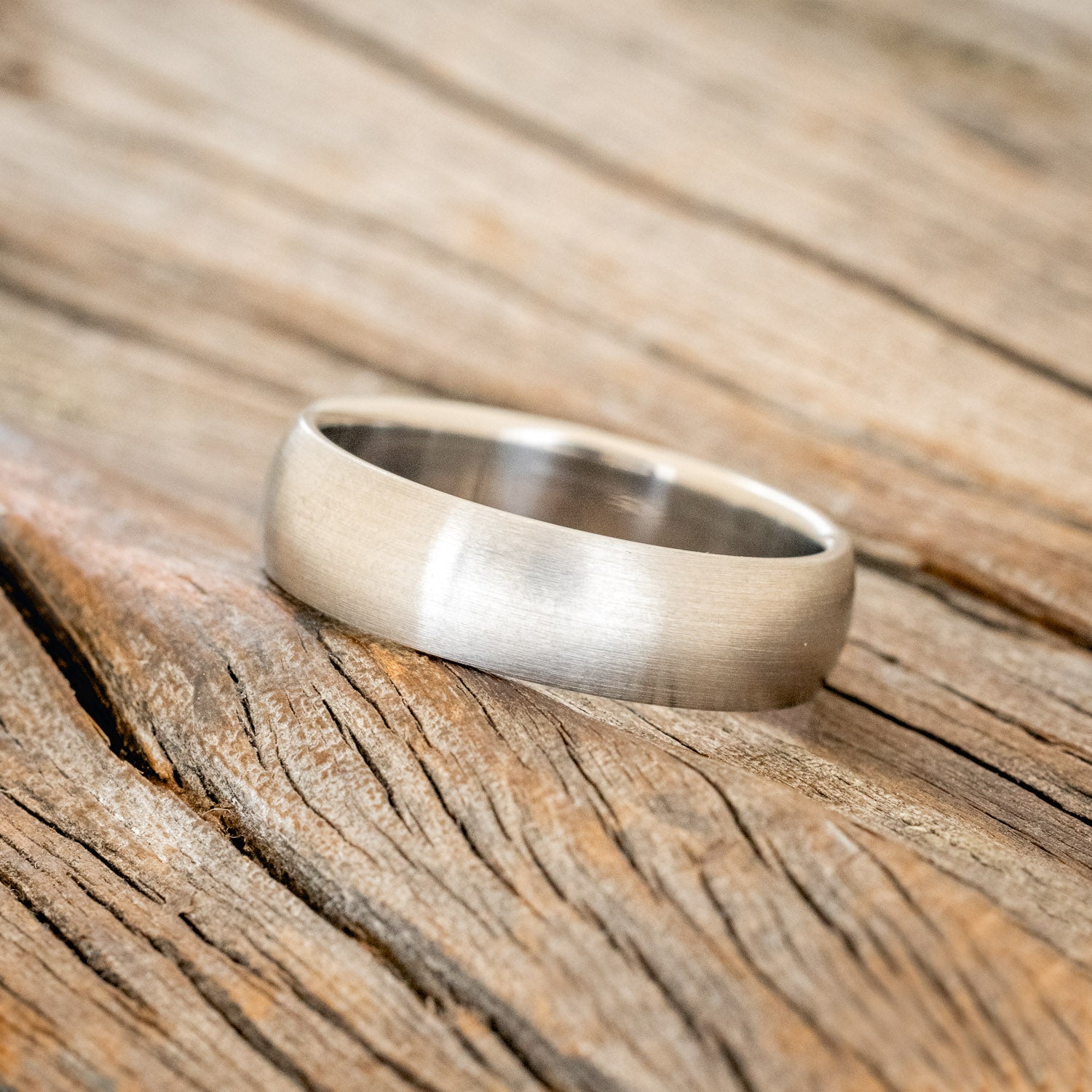 DOMED SOLID METAL WEDDING BAND WITH A BRUSHED FINISH-2