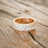 "DYAD" - ANTLER & HAMMERED 14K GOLD INLAY WEDDING BAND-3