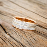 "DYAD" - ANTLER & HAMMERED 14K GOLD INLAY WEDDING BAND-2