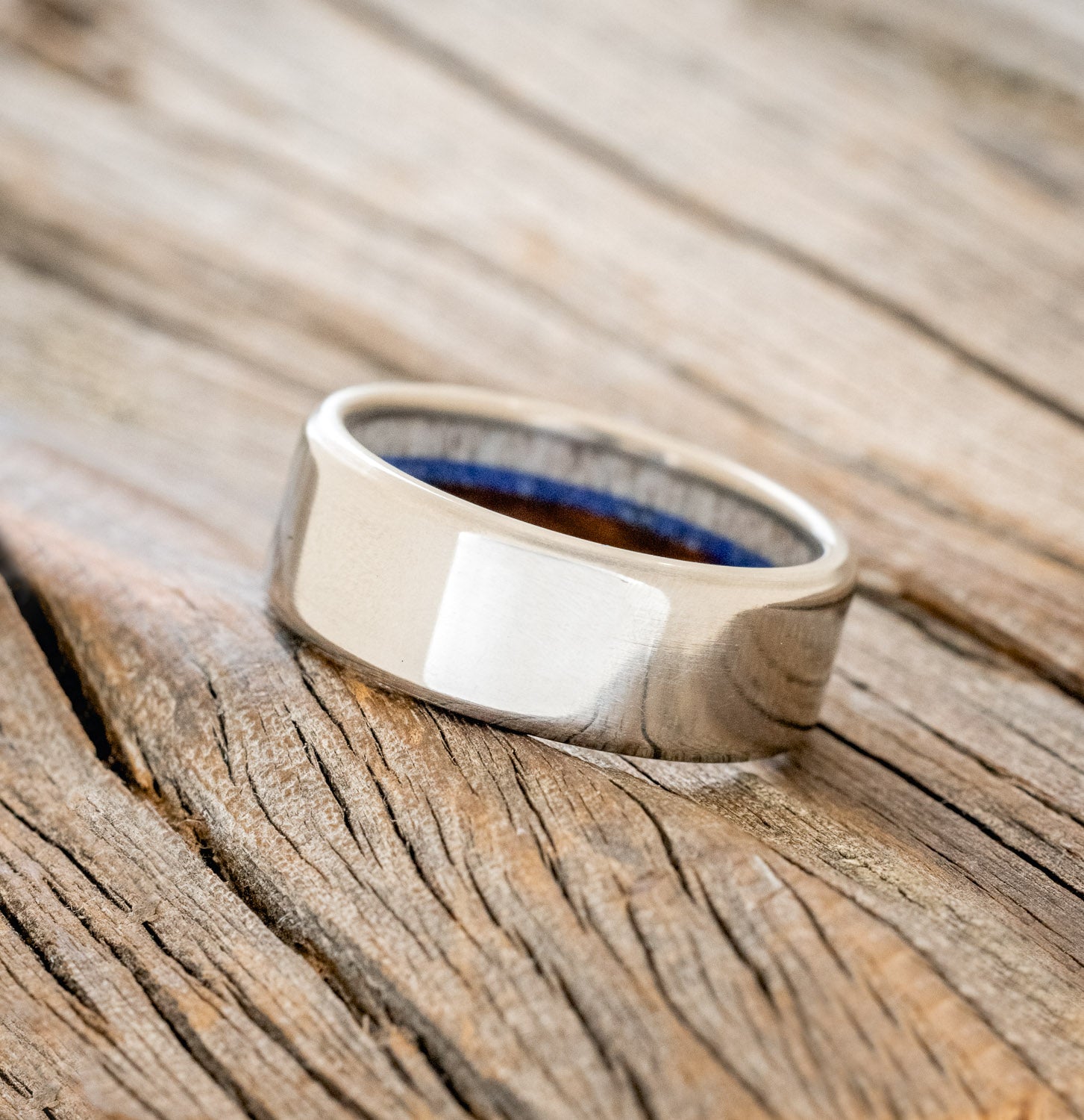 "ARGOS" - ANTLER, IRONWOOD & LAPIS LAZULI WEDING RING-2