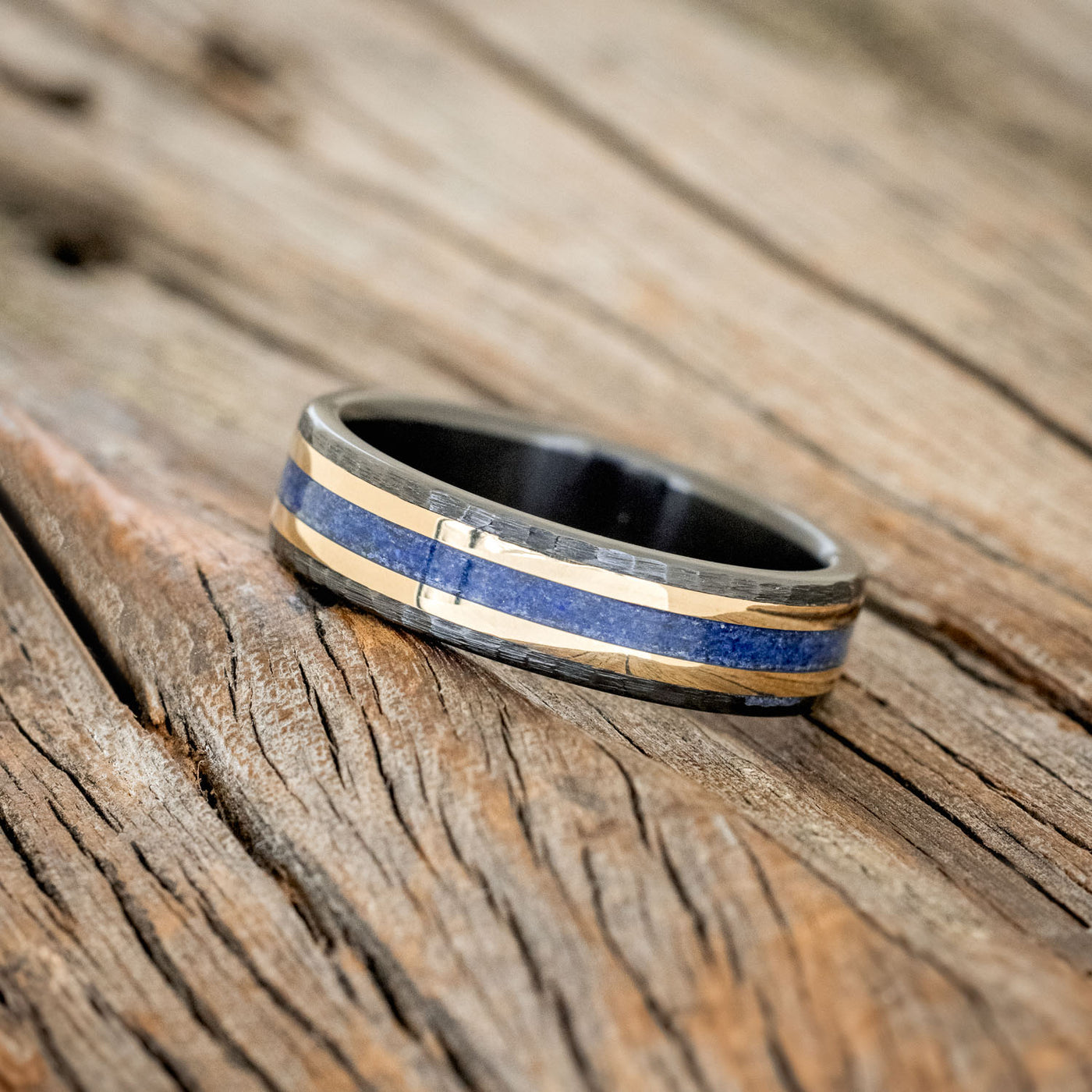 Olive & Lapis cheapest Lazuli + Zircon (engagement wooden ring)