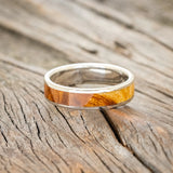 "RAINIER" - IRONWOOD BURL WEDDING RING - 14K WHITE GOLD (6MM) - SIZE 11 1/2-3