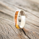 "RAINIER" - IRONWOOD BURL WEDDING RING - 14K WHITE GOLD (6MM) - SIZE 11 1/2-1