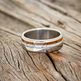 "CASTOR" - ANTLER & WHISKEY BARREL WEDDING RING