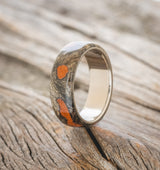 "HAVEN" - BUCKEYE BURL WOOD & JASPER WEDDING BAND - TITANIUM - SIZE 11 1/4-1