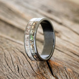 "DYAD" - CAMO & ELK ANTLER INLAY WEDDING BAND