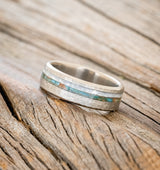 "COSMO" - PATINA COPPER & DIAMOND DUST WEDDING RING WITH A HAMMERED FINISH - TITANIUM (6MM) - SIZE 5 3/4