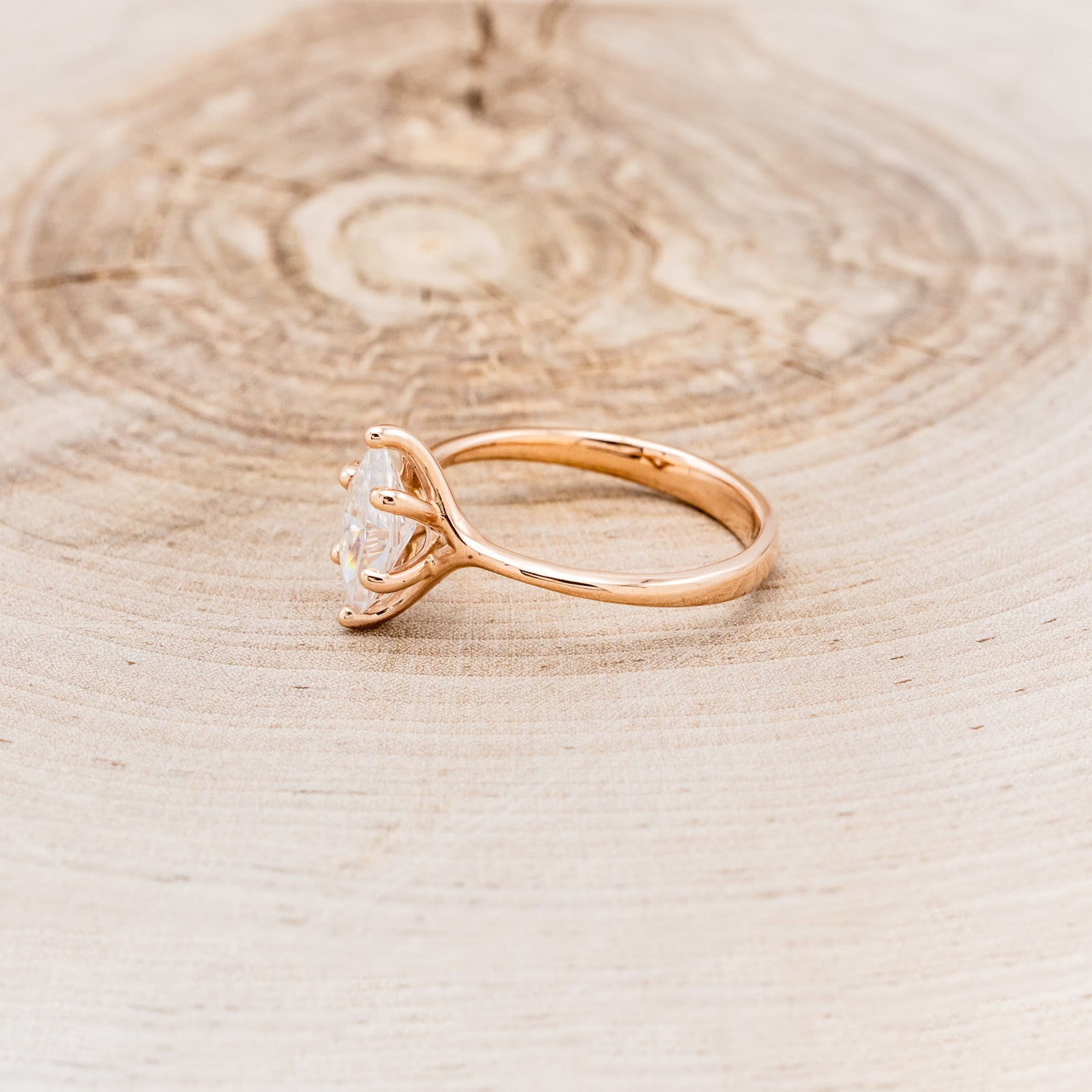 "TULIP" - 1CT MARQUISE MOISSANITE SOLITAIRE ENGAGEMENT RING - 14K ROSE GOLD - SIZE 7 1/2-4