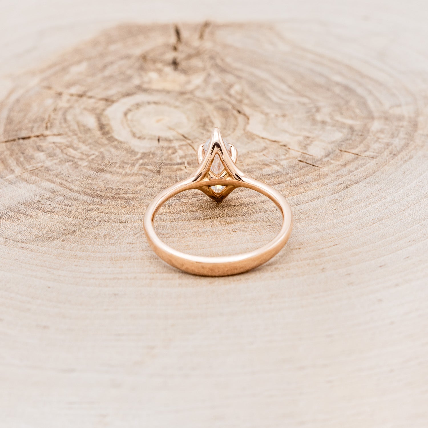 "TULIP" - 1CT MARQUISE MOISSANITE SOLITAIRE ENGAGEMENT RING - 14K ROSE GOLD - SIZE 7 1/2-6