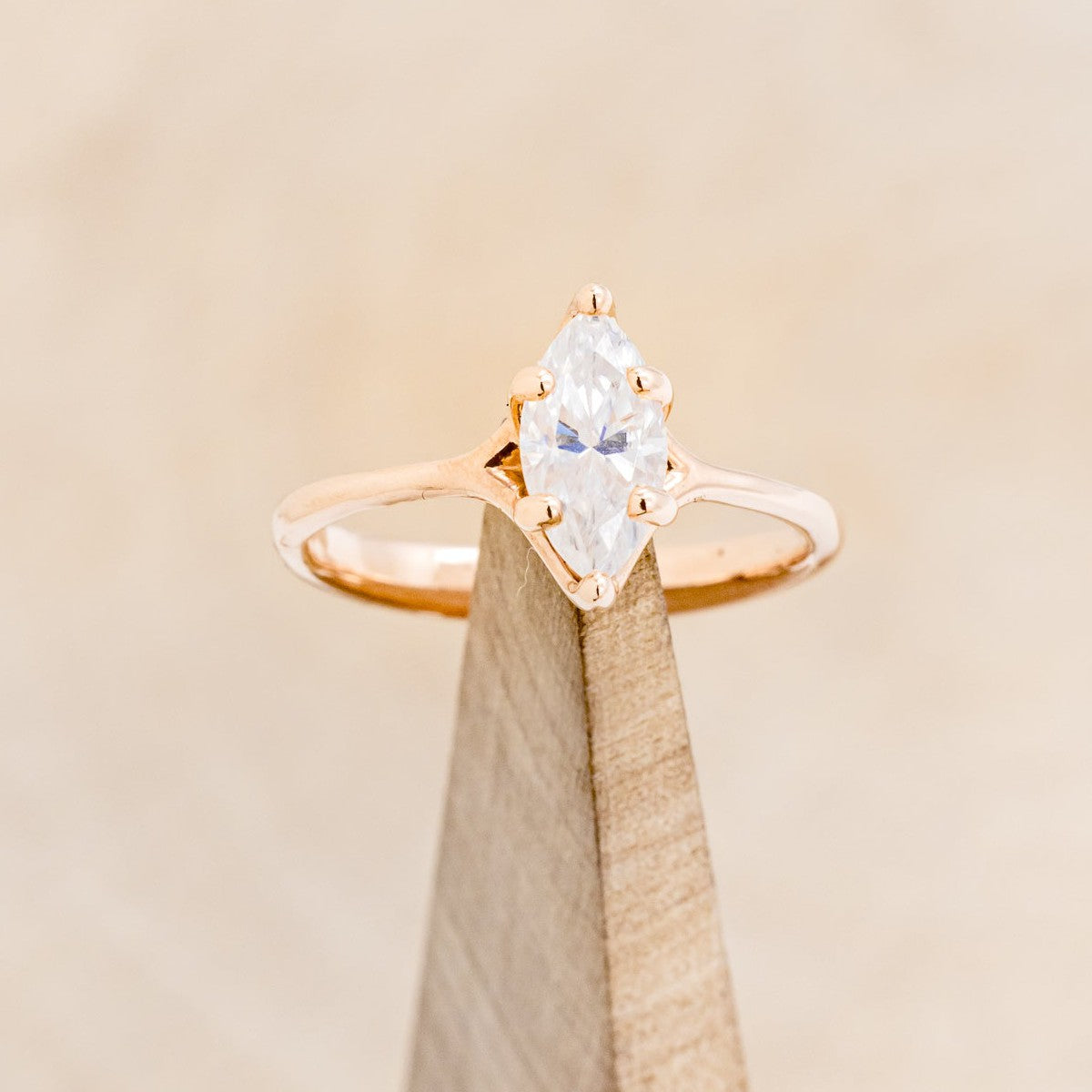 "TULIP" - 1CT MARQUISE MOISSANITE SOLITAIRE ENGAGEMENT RING - 14K ROSE GOLD - SIZE 7 1/2-1