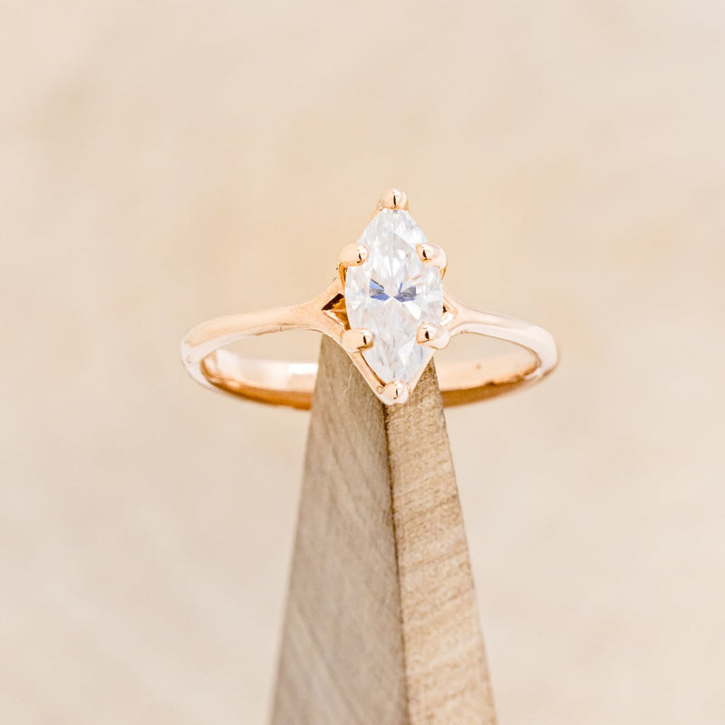 "TULIP" - 1CT MARQUISE MOISSANITE SOLITAIRE ENGAGEMENT RING - 14K ROSE GOLD - SIZE 7 1/2