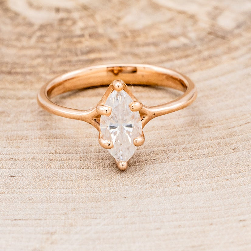 "TULIP" - MARQUISE CUT MOISSANITE SOLITAIRE ENGAGEMENT RING-4