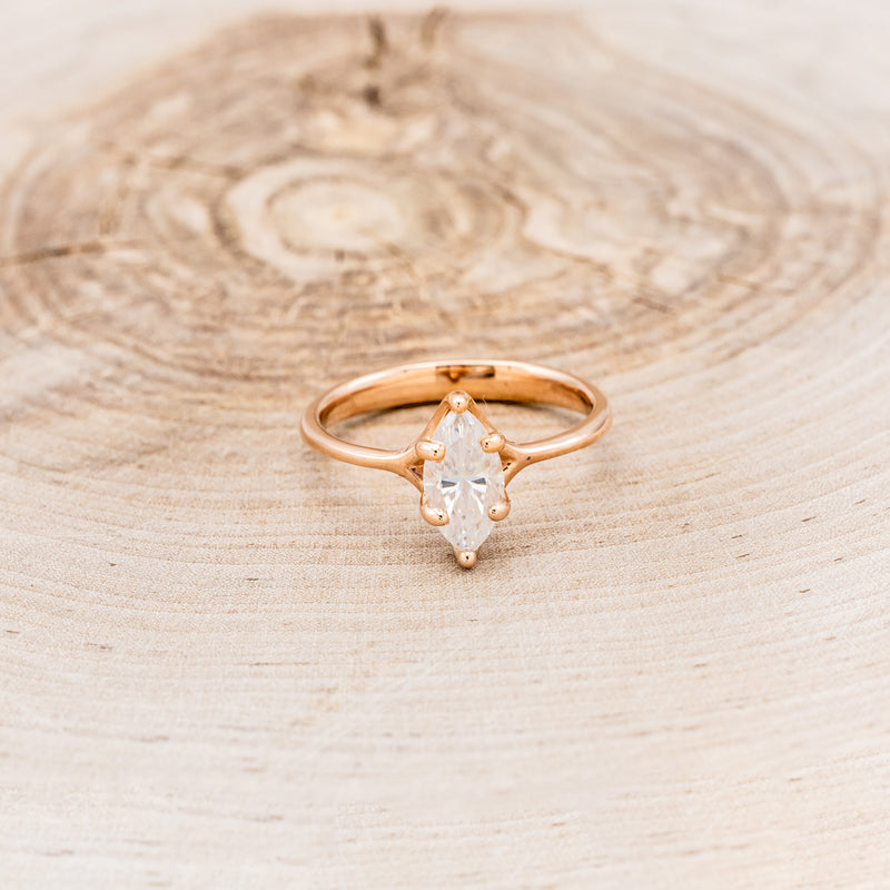 "TULIP" - 1CT MARQUISE MOISSANITE SOLITAIRE ENGAGEMENT RING - 14K ROSE GOLD - SIZE 7 1/2-2