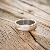 "TANNER" -DIAMOND DUST & 14K GOLD INLAY WEDDING BAND-3