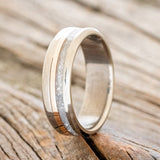 "TANNER" -DIAMOND DUST & 14K GOLD INLAY WEDDING BAND-1