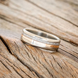 "TANNER" -DIAMOND DUST & 14K GOLD INLAY WEDDING BAND-2