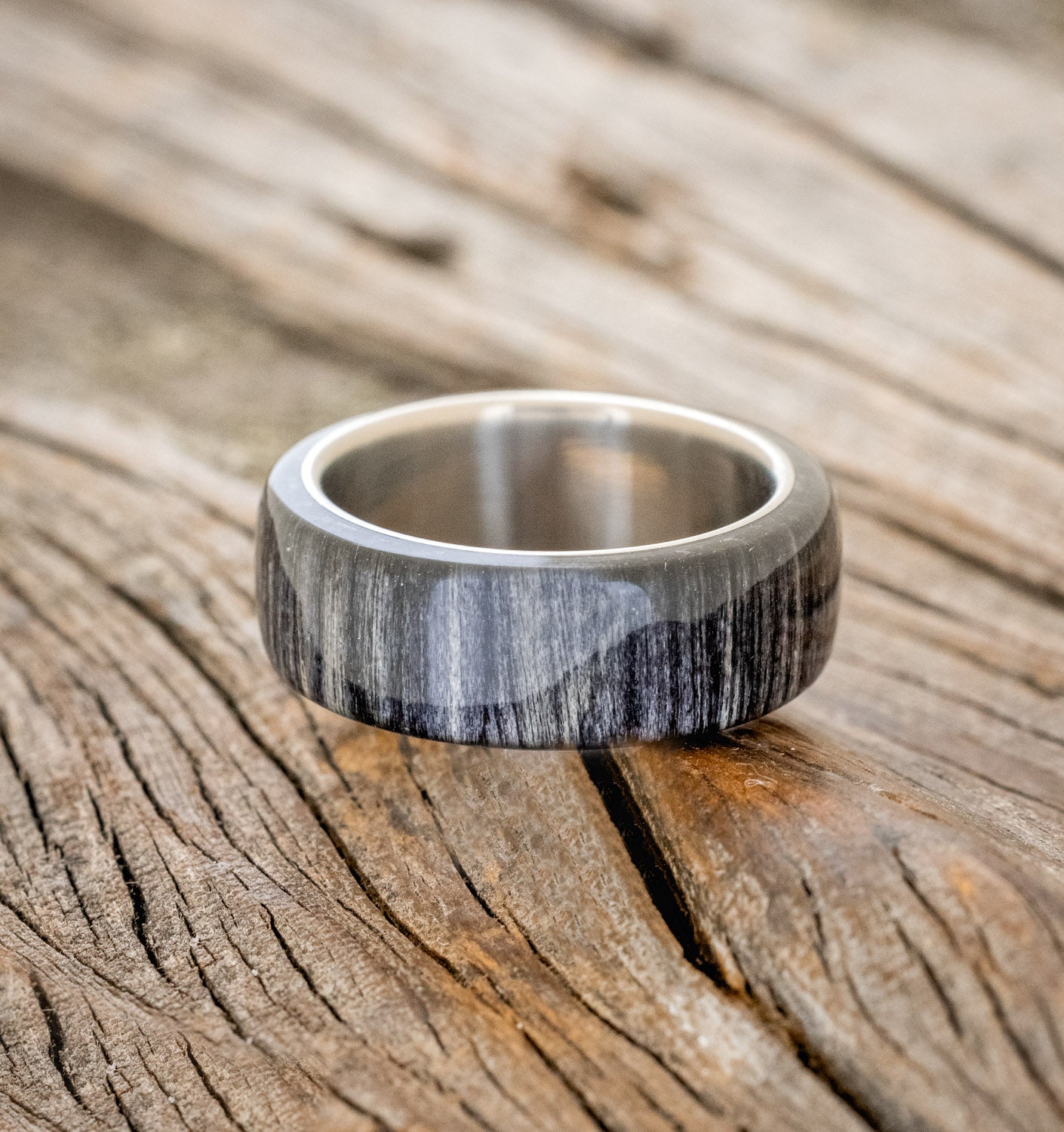 "HAVEN" - GREY BIRCH WOOD WEDDING RING-3