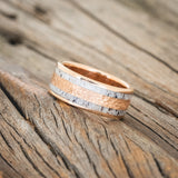 "RYDER" - ANTLER & HAMMERED 14K ROSE GOLD INLAY - 14K ROSE GOLD - SIZE 7-2