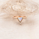 "JENNY FROM THE BLOCK" - TRIANGLE OPAL ENGAGEMENT RING WITH DIAMOND V-SHAPED TRACER