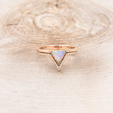 "JENNY FROM THE BLOCK" - TRIANGLE OPAL ENGAGEMENT RING WITH DIAMOND V-SHAPED TRACER-4