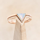 "JENNY FROM THE BLOCK" - TRIANGLE OPAL ENGAGEMENT RING WITH DIAMOND V-SHAPED TRACER
