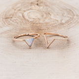 "JENNY FROM THE BLOCK" - TRIANGLE OPAL ENGAGEMENT RING WITH DIAMOND V-SHAPED TRACER