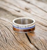 "ELEMENT" - REDWOOD, ANTLER & LAPIS LAZULI WEDDING BAND-3