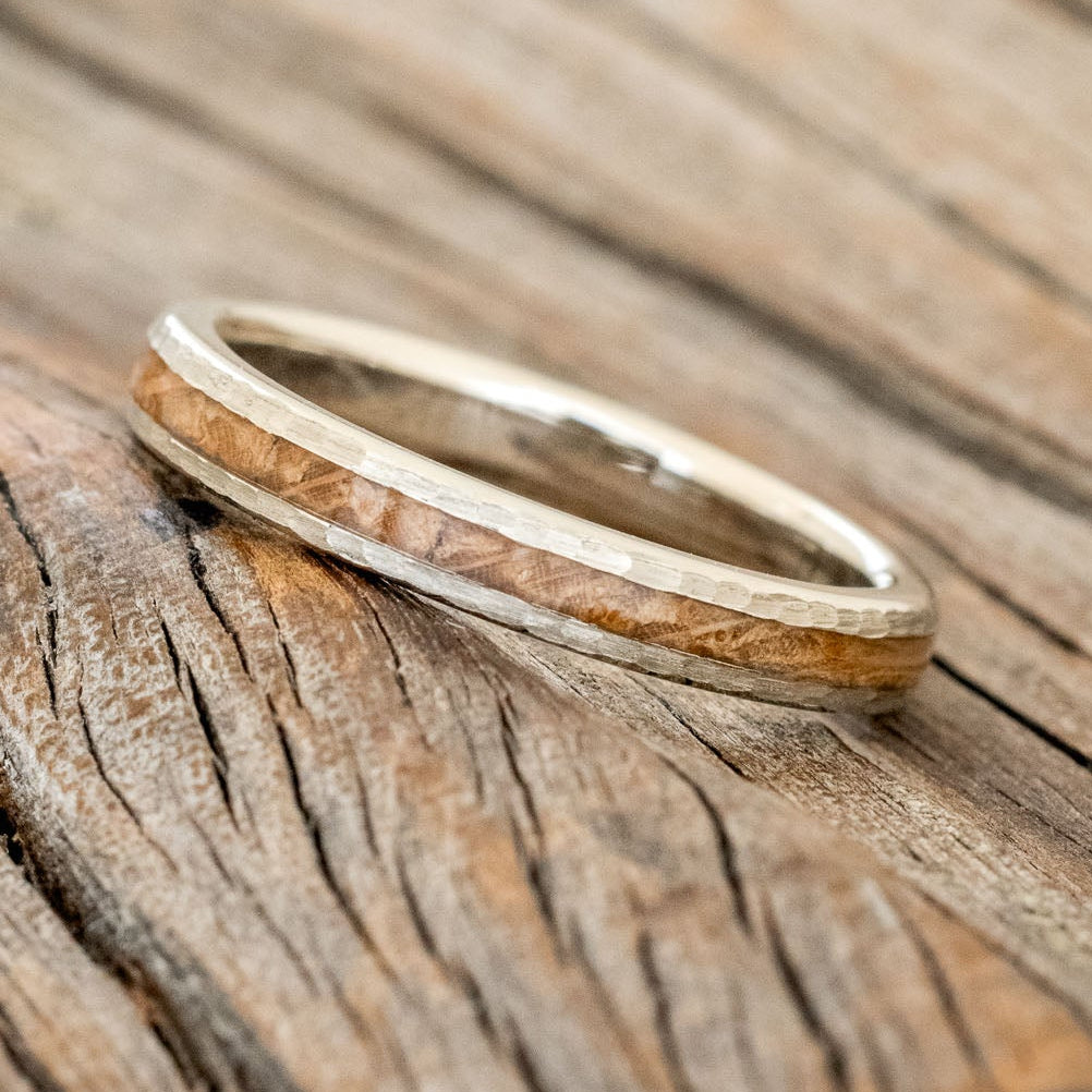 "ETERNA" - WHISKEY BARREL OAK STACKING BAND WITH A HAMMERED FINISH-2