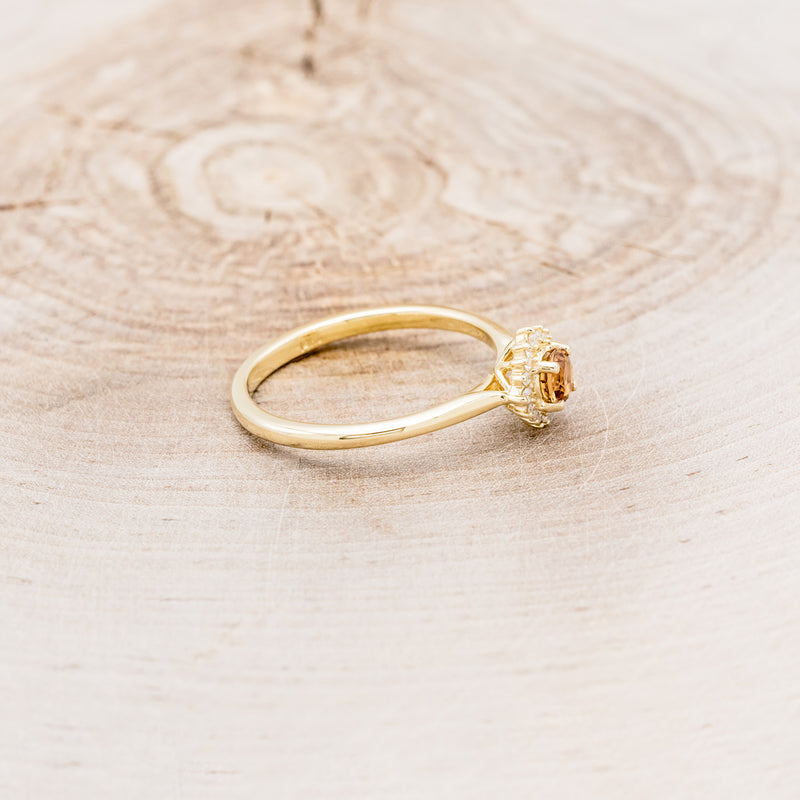 "MYALL" - ROUND CUT CITRINE ENGAGEMENT RING WITH DIAMOND HALO