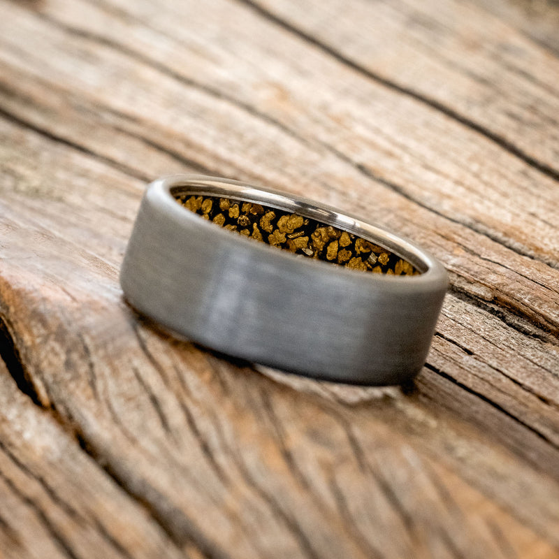 GOLD NUGGETS LINED WEDDING RING WITH A BRUSHED FINISH-5