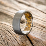 GOLD NUGGETS LINED WEDDING RING WITH A BRUSHED FINISH-4