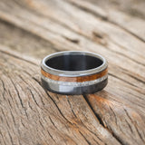 "CASTOR" - GRANITE & WHISKEY BARREL OAK WEDDING RING-3