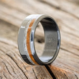 "CASTOR" - GRANITE & WHISKEY BARREL OAK WEDDING RING-1