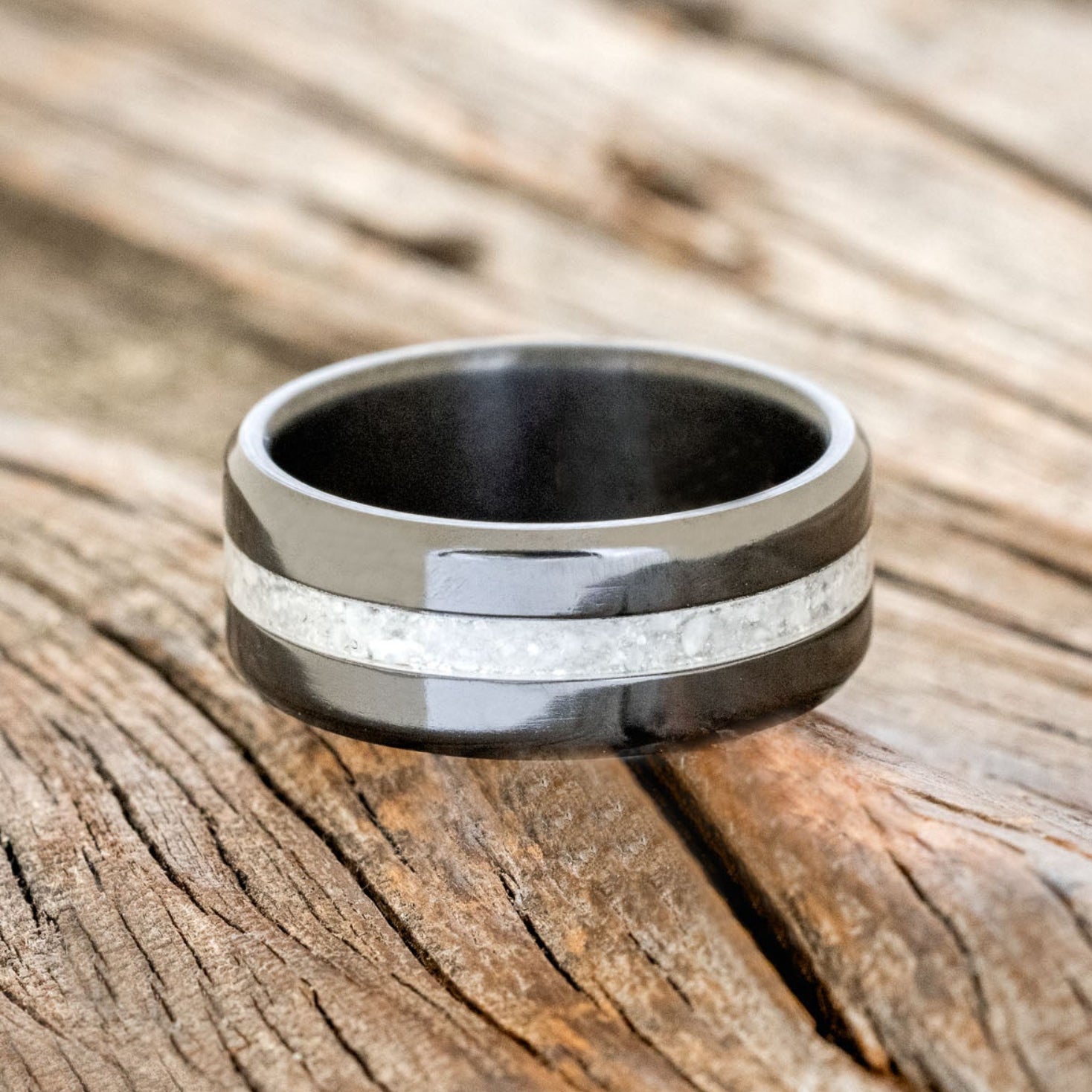 "NIRVANA" - CENTERED INLAY WEDDING BAND-Staghead Designs